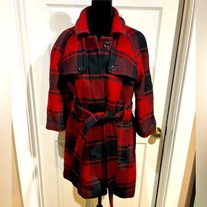 Gap Belted Plaid Peacoat